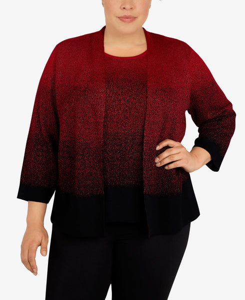 Alfred Dunner Plus Size Classics Ombre Shimmer 2 In 1 Sweater